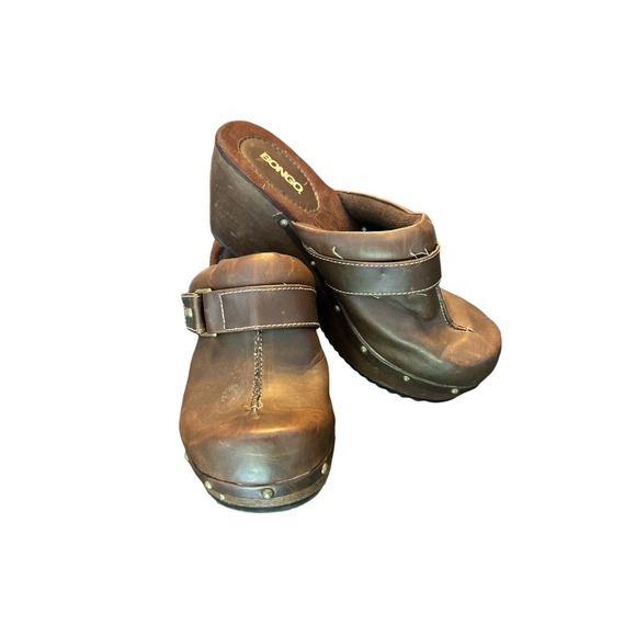 BONGO Shoes - Bongo Brown Chunky Heel Platform Clogs Y2K‎ Grunge Vintage 1990s Style Size 7